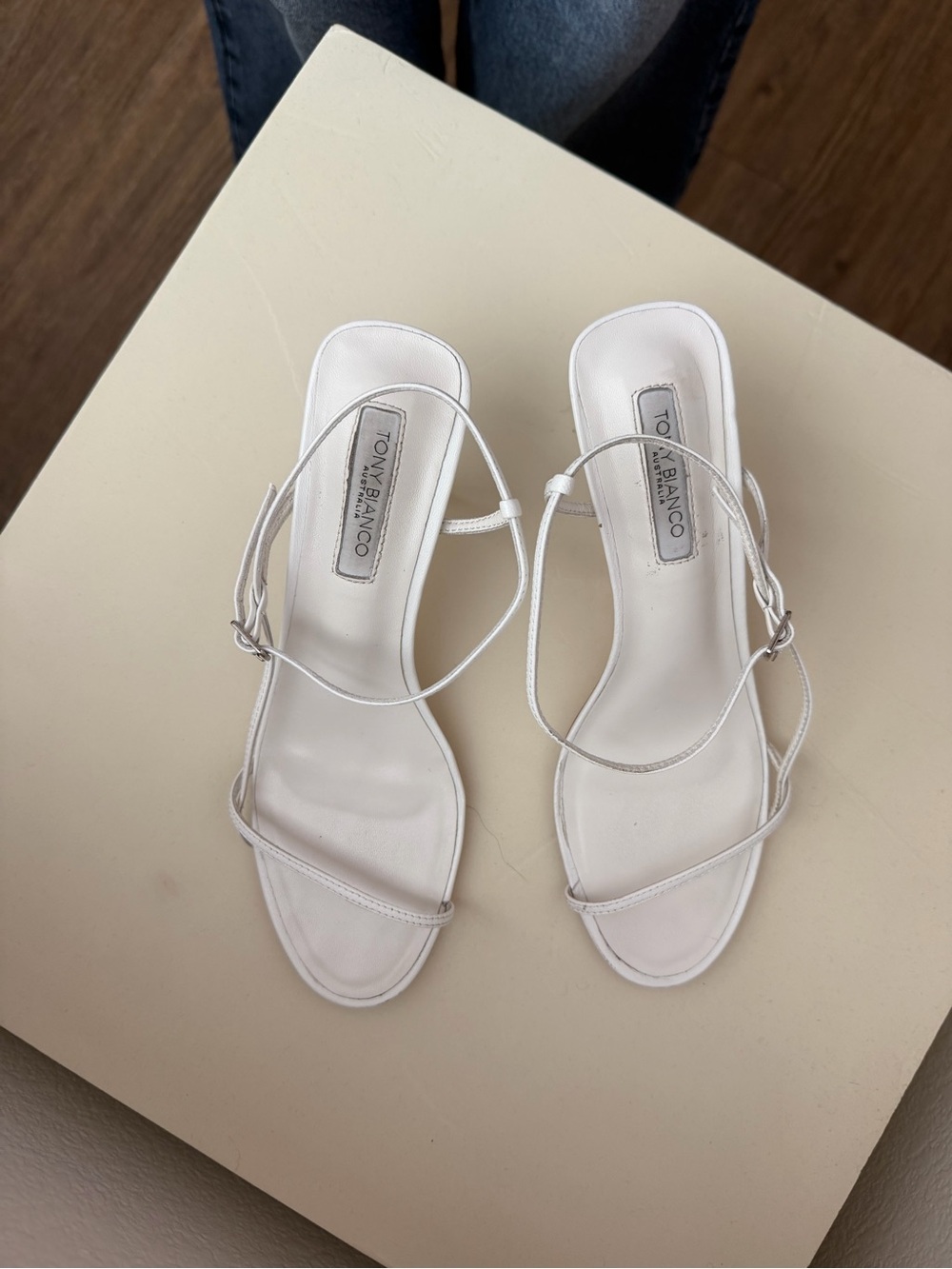 Tony Bianco Caprice Heels in White Kid Leather - EUC